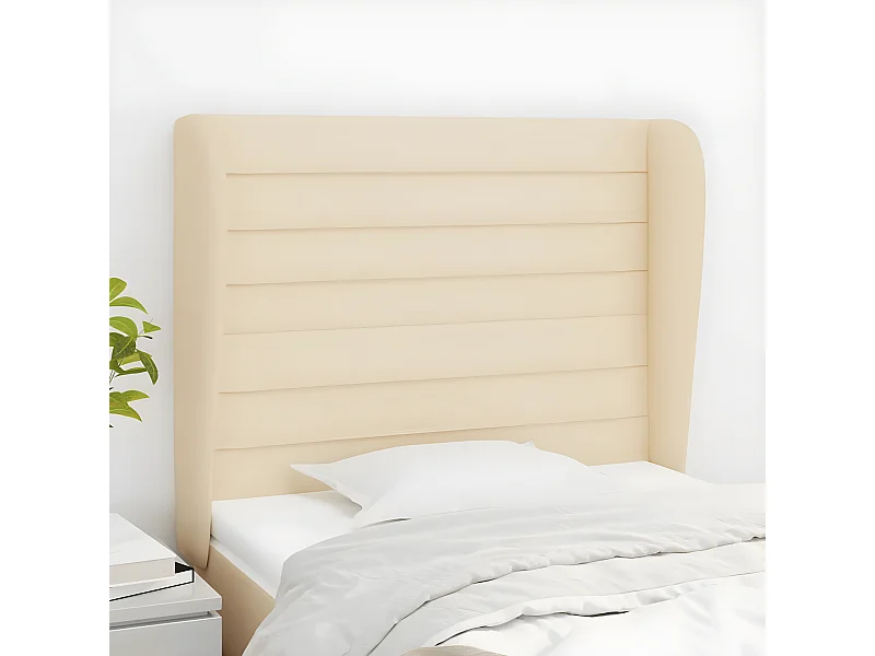 Tête de lit avec oreilles Crème 103x23x118/128 cm Tissu