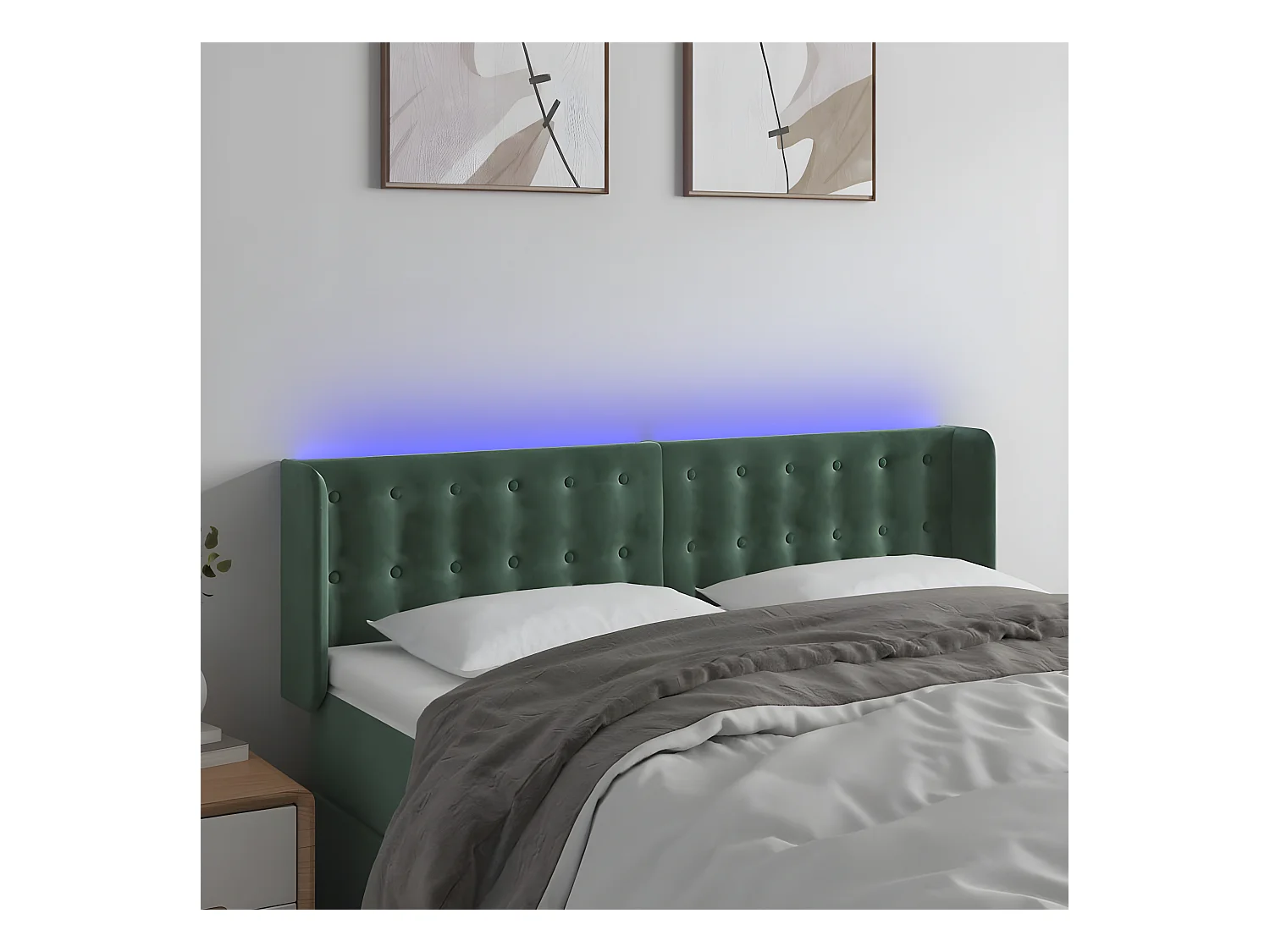 Tête de lit à LED Vert foncé 147x16x78/88 cm Velours