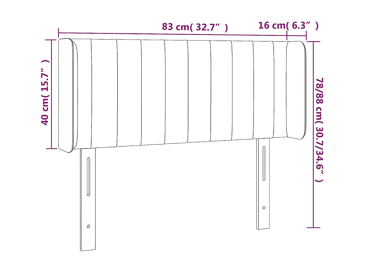 Cabecero con LED de terciopelo rosa 83x16x78/88 cm