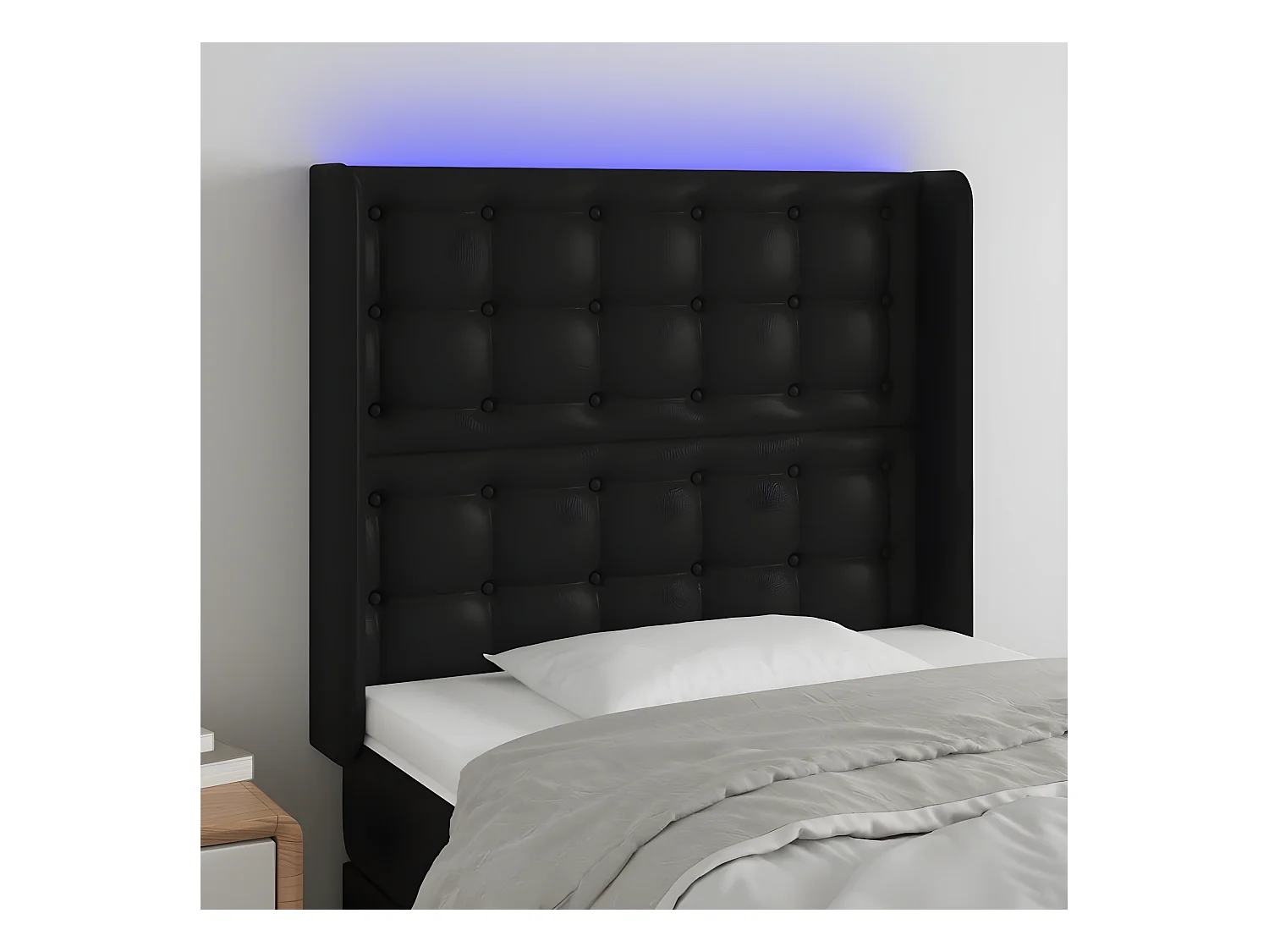 Tête de lit à LED Noir 83x16x118/128 cm Similicuir