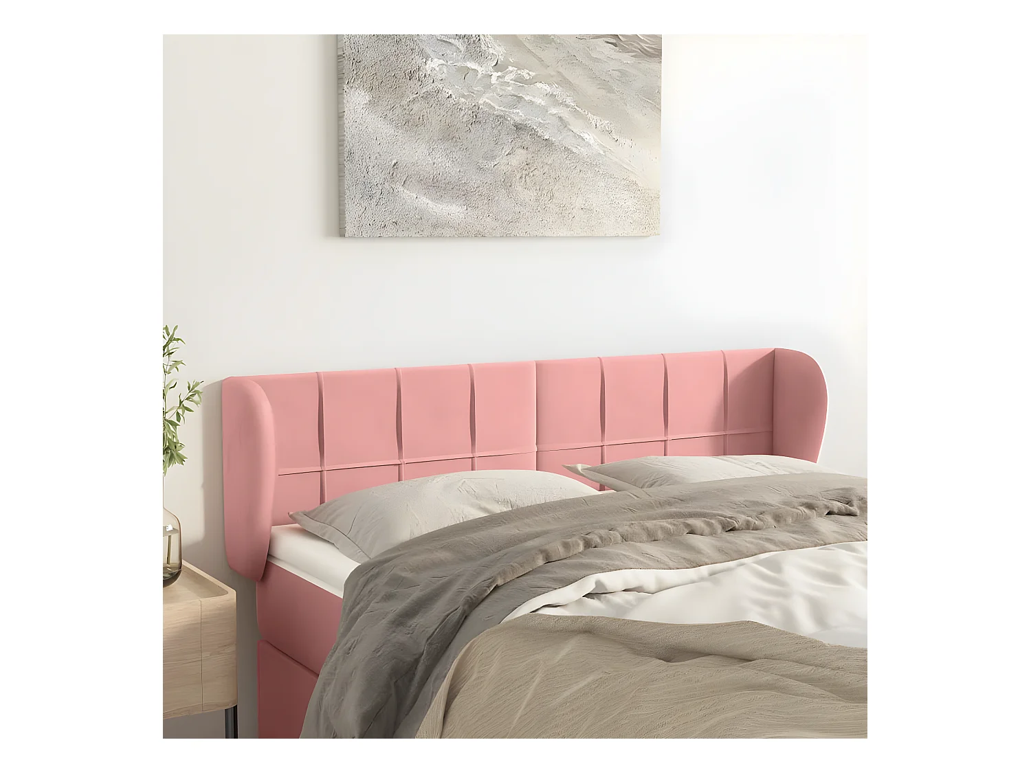 Tête de lit avec oreilles Rose 147x23x78/88 cm Velours