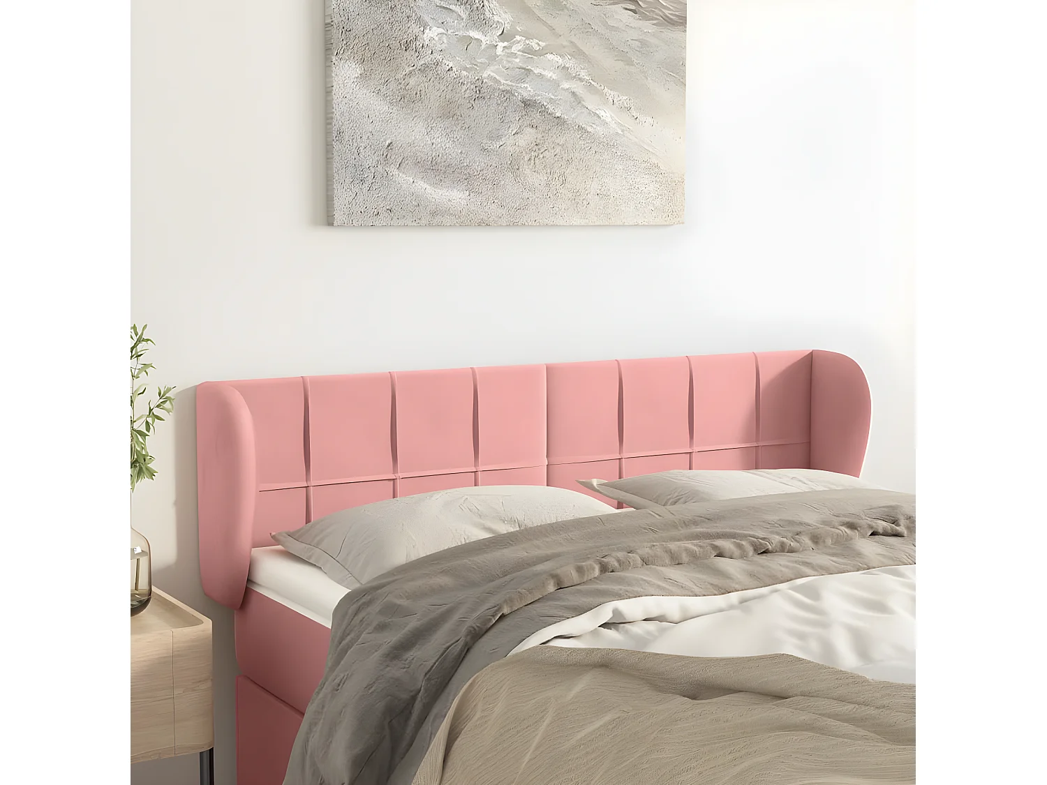 Tête de lit avec oreilles Rose 147x23x78/88 cm Velours