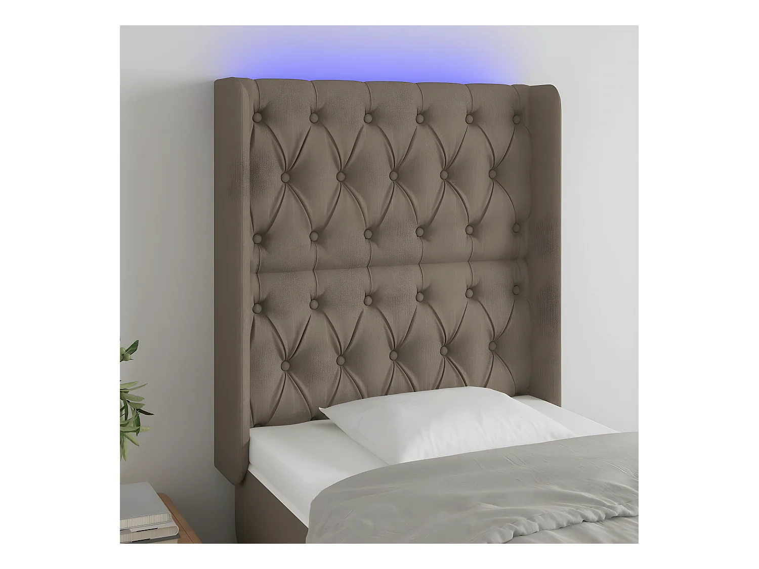 Tête de lit à LED Taupe 83x16x118/128 cm Tissu
