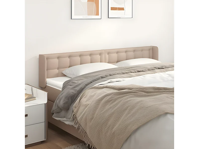 Cabecero de cuero sintético color capuchino 183x16x78/88 cm