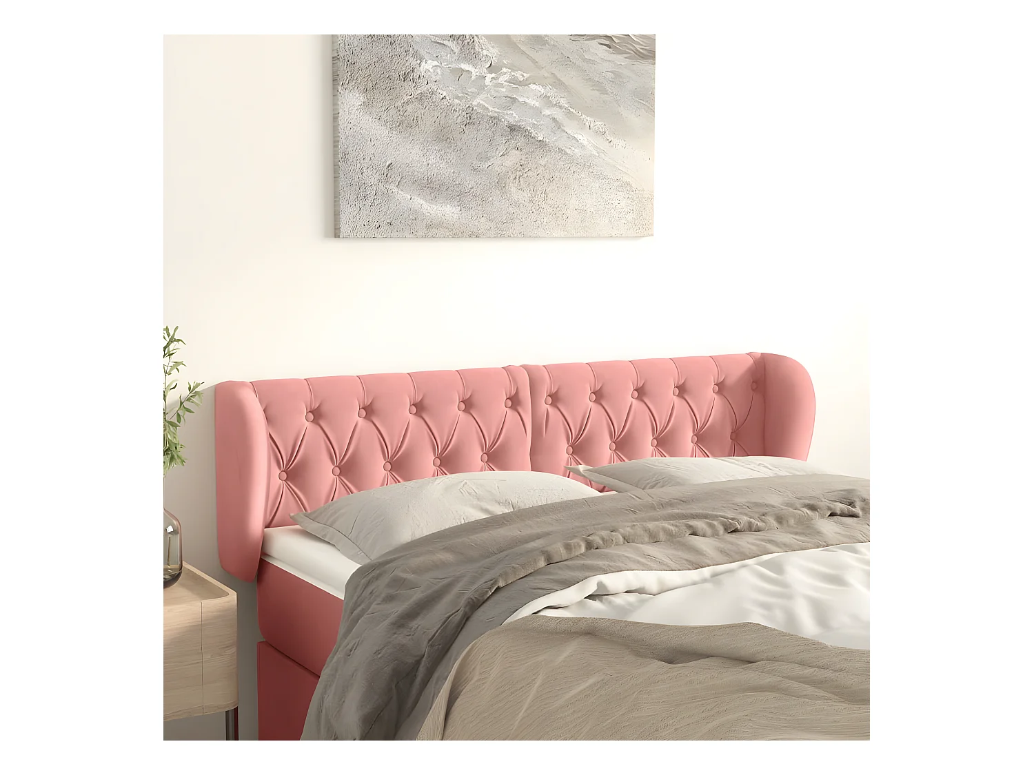 Tête de lit avec oreilles Rose 147x23x78/88 cm Velours