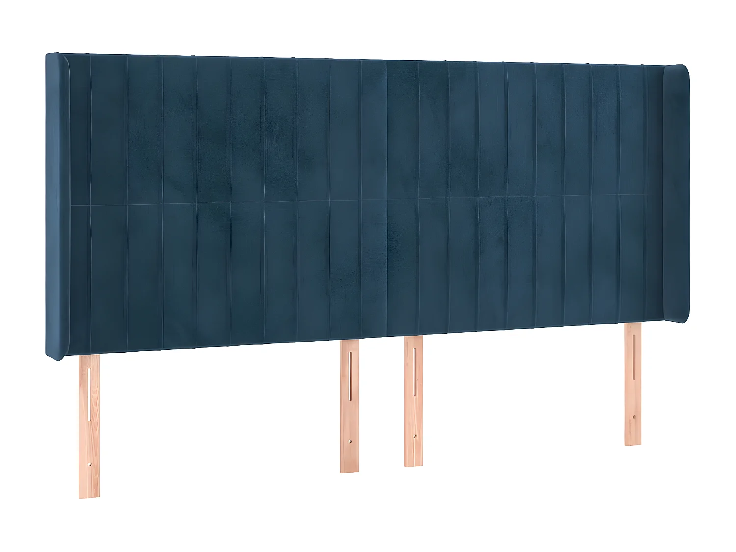 Cabecero con orejas de terciopelo azul oscuro 203x16x118/128 cm