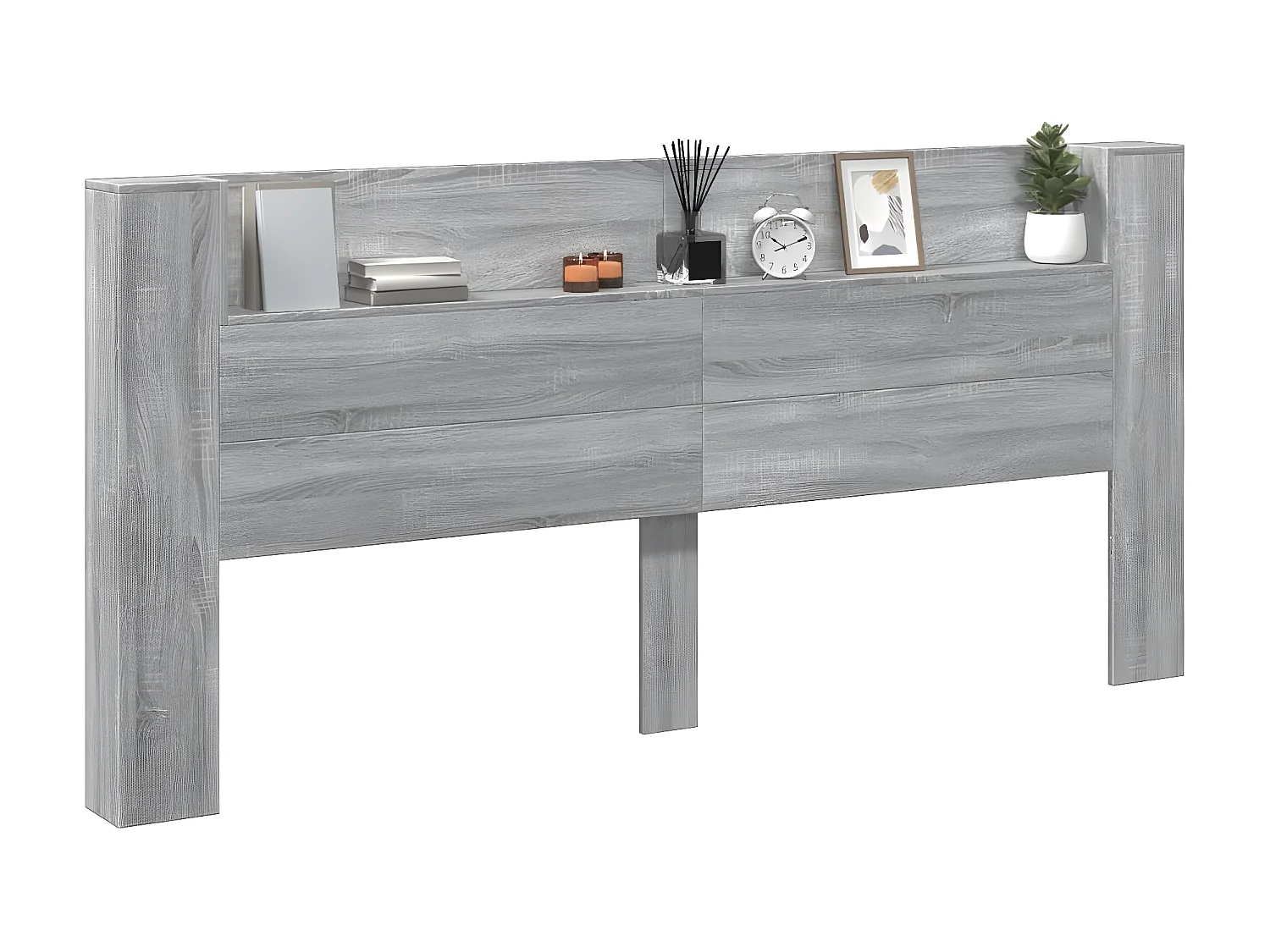 Armoire tête de lit avec LED sonoma gris 220x16,5x103,5 cm