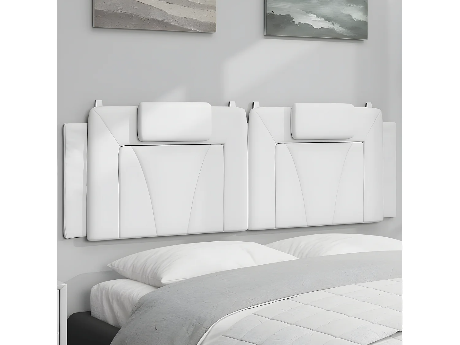 Coussin de tête de lit blanc 160 cm similicuir