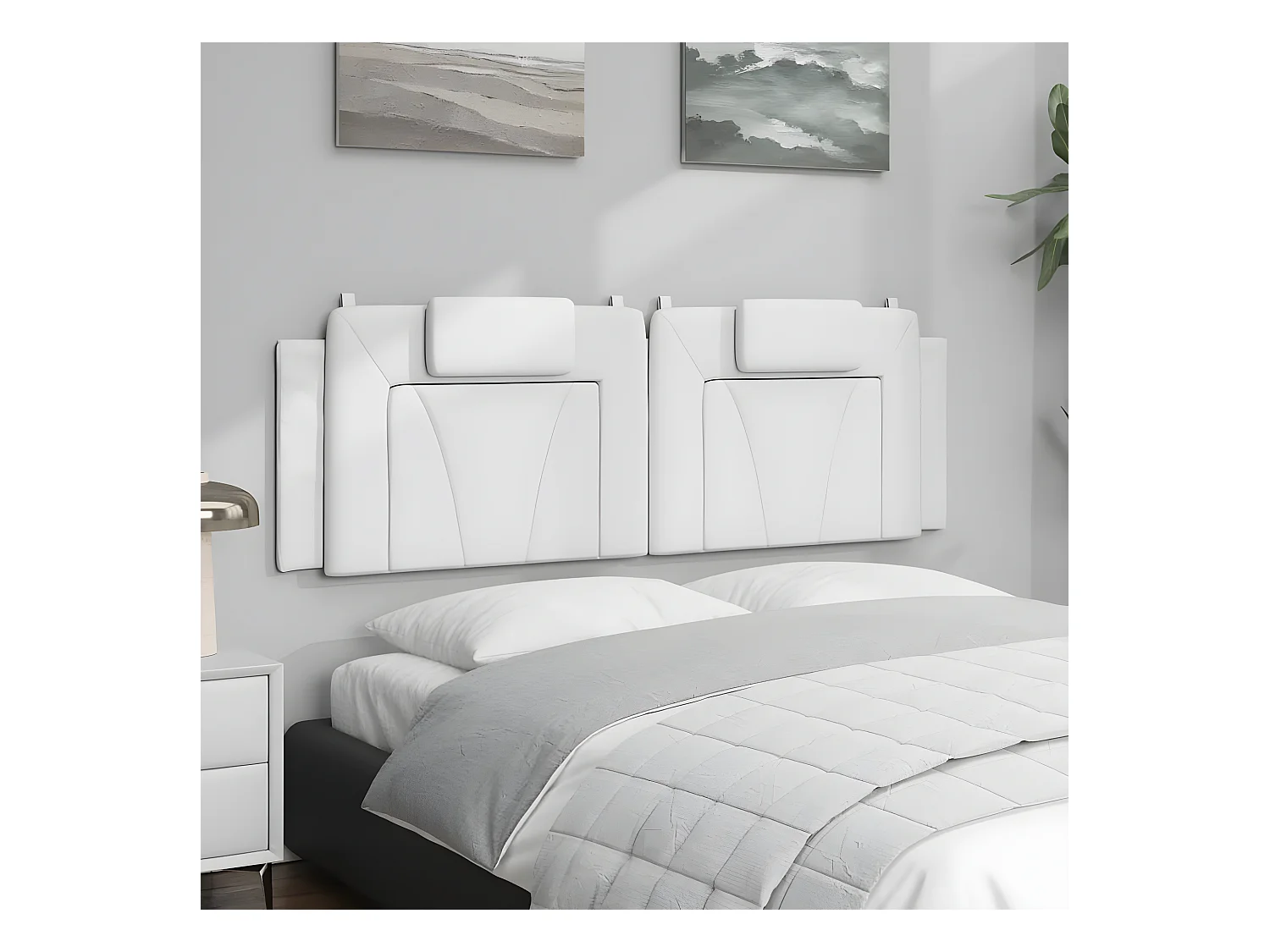 Coussin de tête de lit blanc 160 cm similicuir