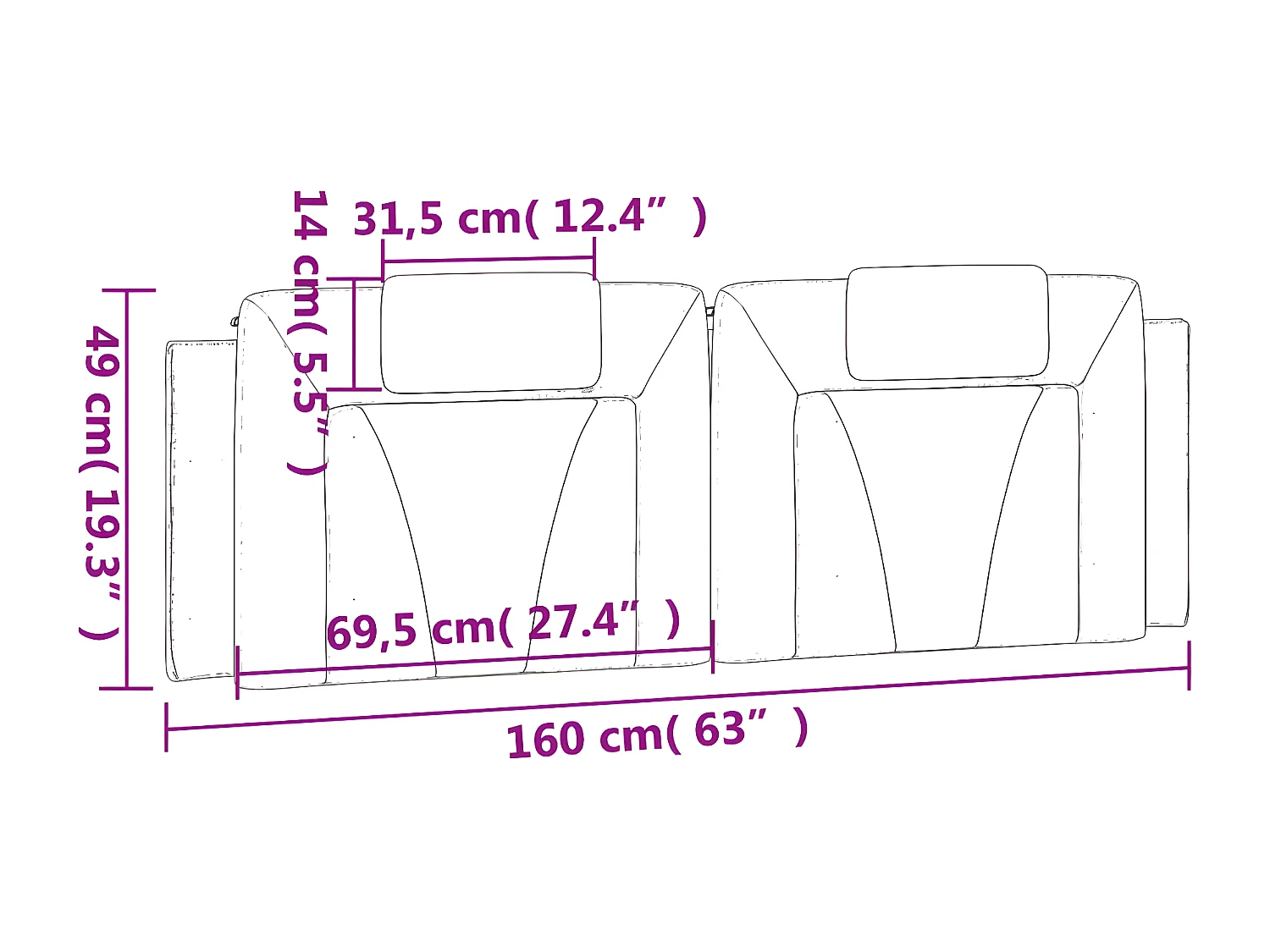 Coussin de tête de lit blanc 160 cm similicuir