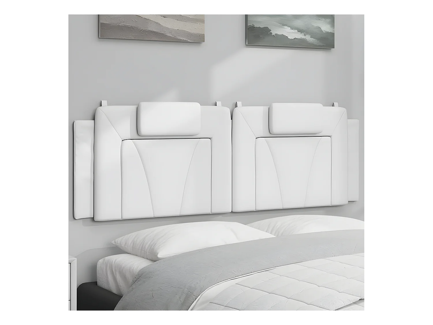 Coussin de tête de lit blanc 160 cm similicuir