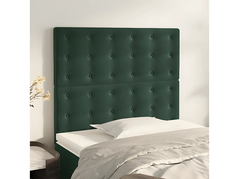 Cabeceira de cama 2 peças veludo 80x5x78/88 cm verde-escuro