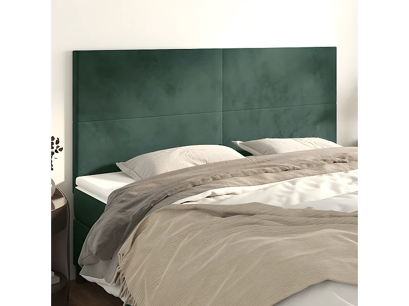 Têtes de lit 4 pièces Vert foncé 90x5x78/88 cm Velours