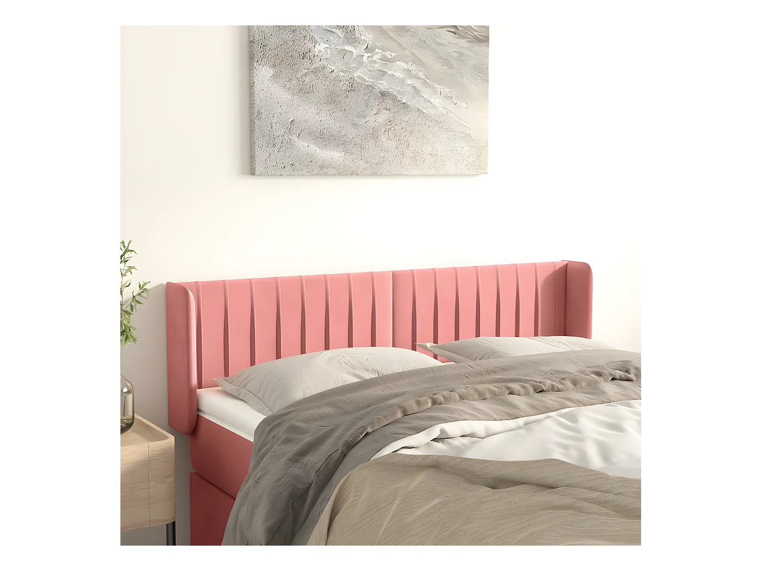 Tête de lit avec oreilles Rose 147x16x78/88 cm Velours