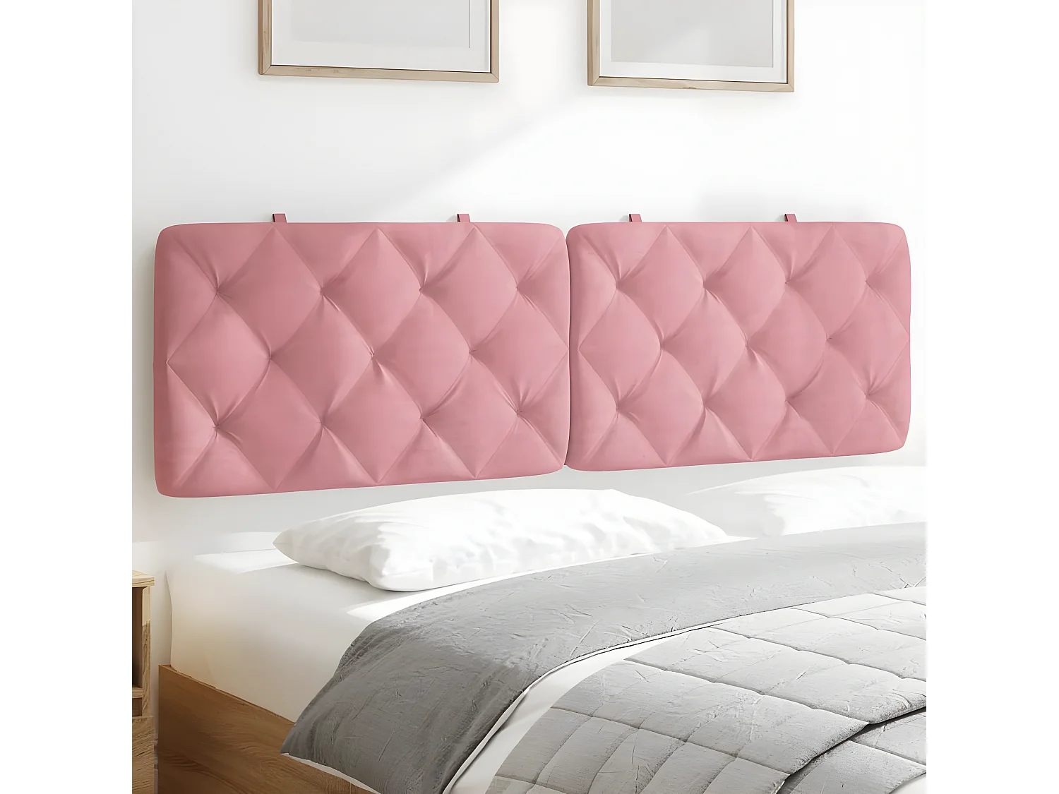 Coussin de tête de lit rose 160 cm velours