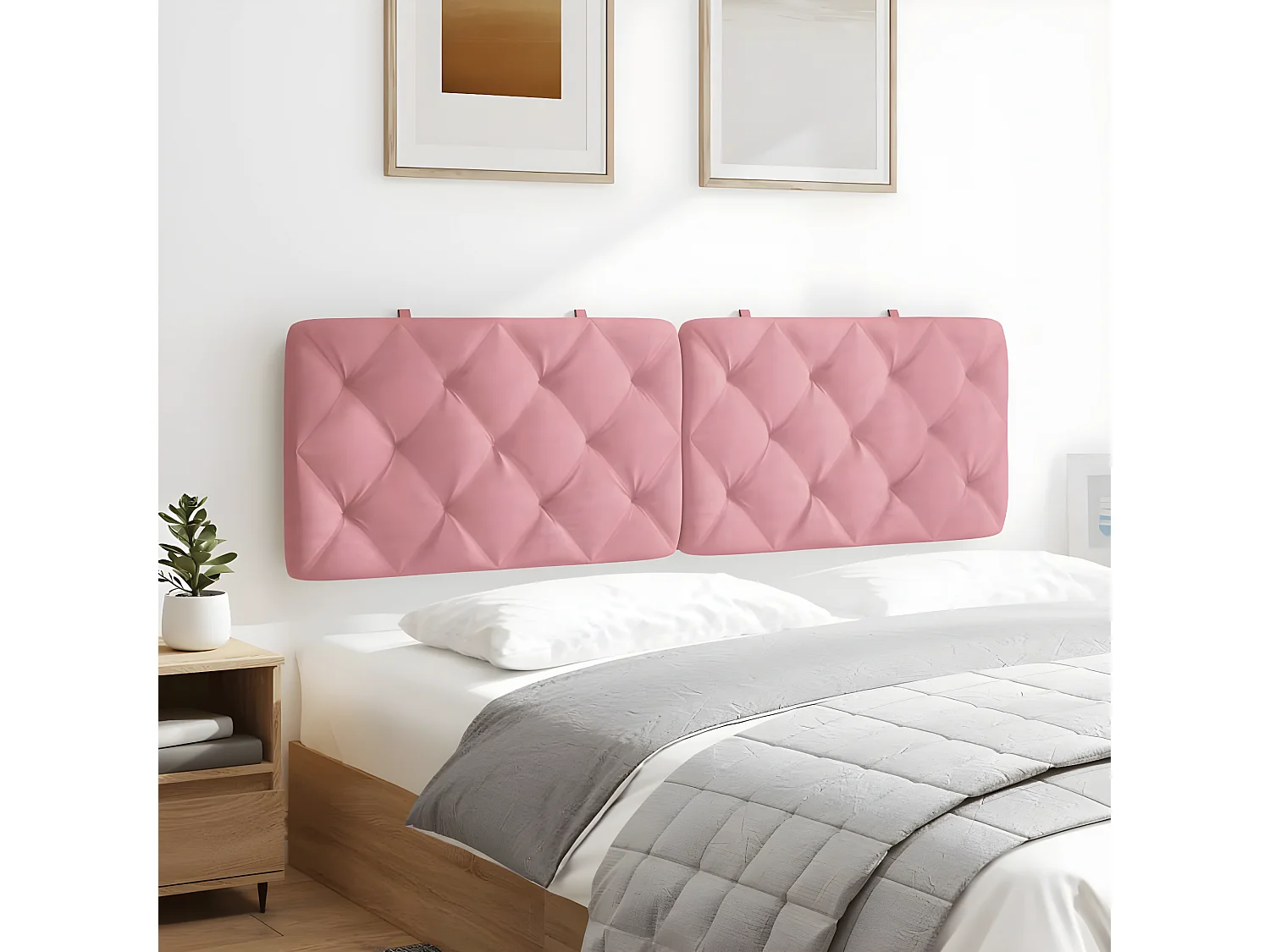 Coussin de tête de lit rose 160 cm velours