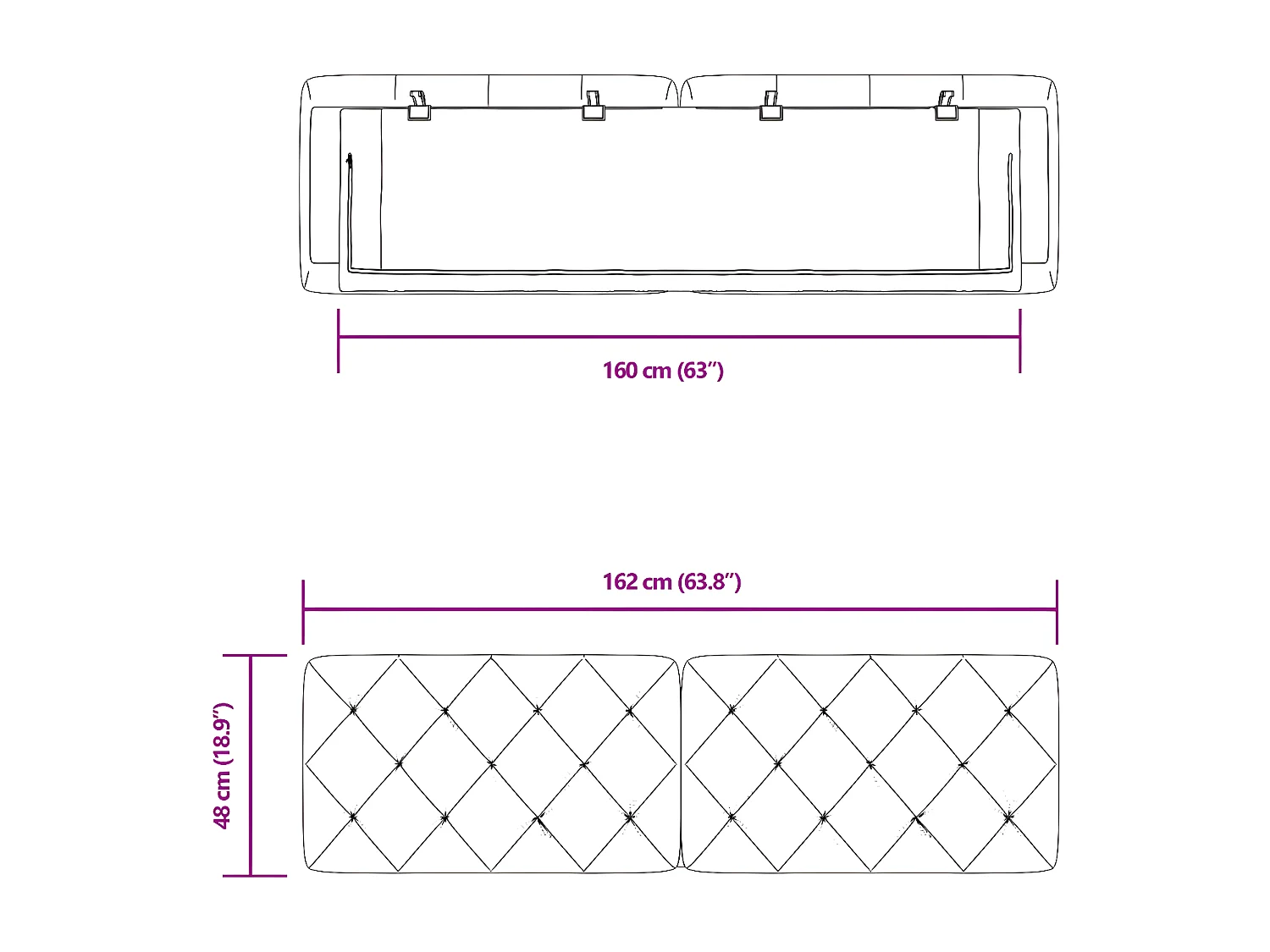 Coussin de tête de lit rose 160 cm velours