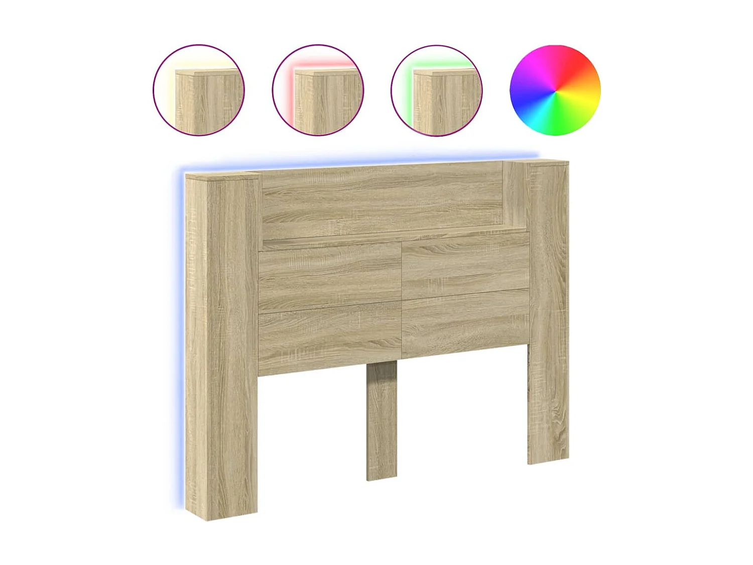 Armoire tête de lit avec LED chêne sonoma 140x16,5x103,5 cm