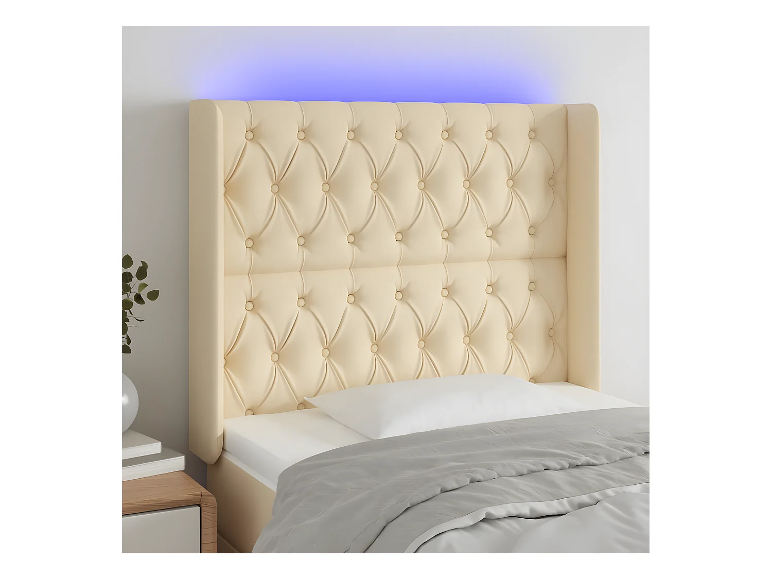 Tête de lit à LED Crème 103x16x118/128 cm Tissu