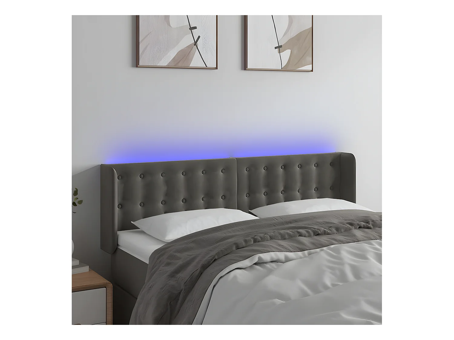 Tête de lit à LED Gris foncé 147x16x78/88 cm Velours