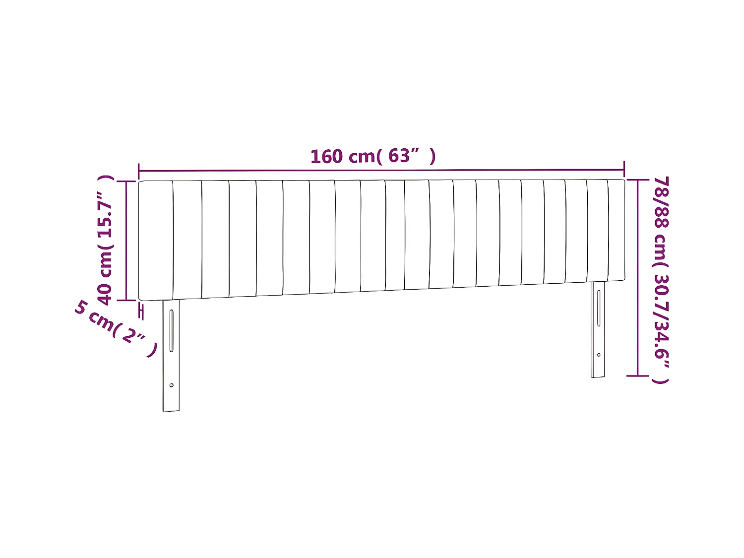 Têtes de lit 2 pièces Crème 80x5x78/88 cm Tissu
