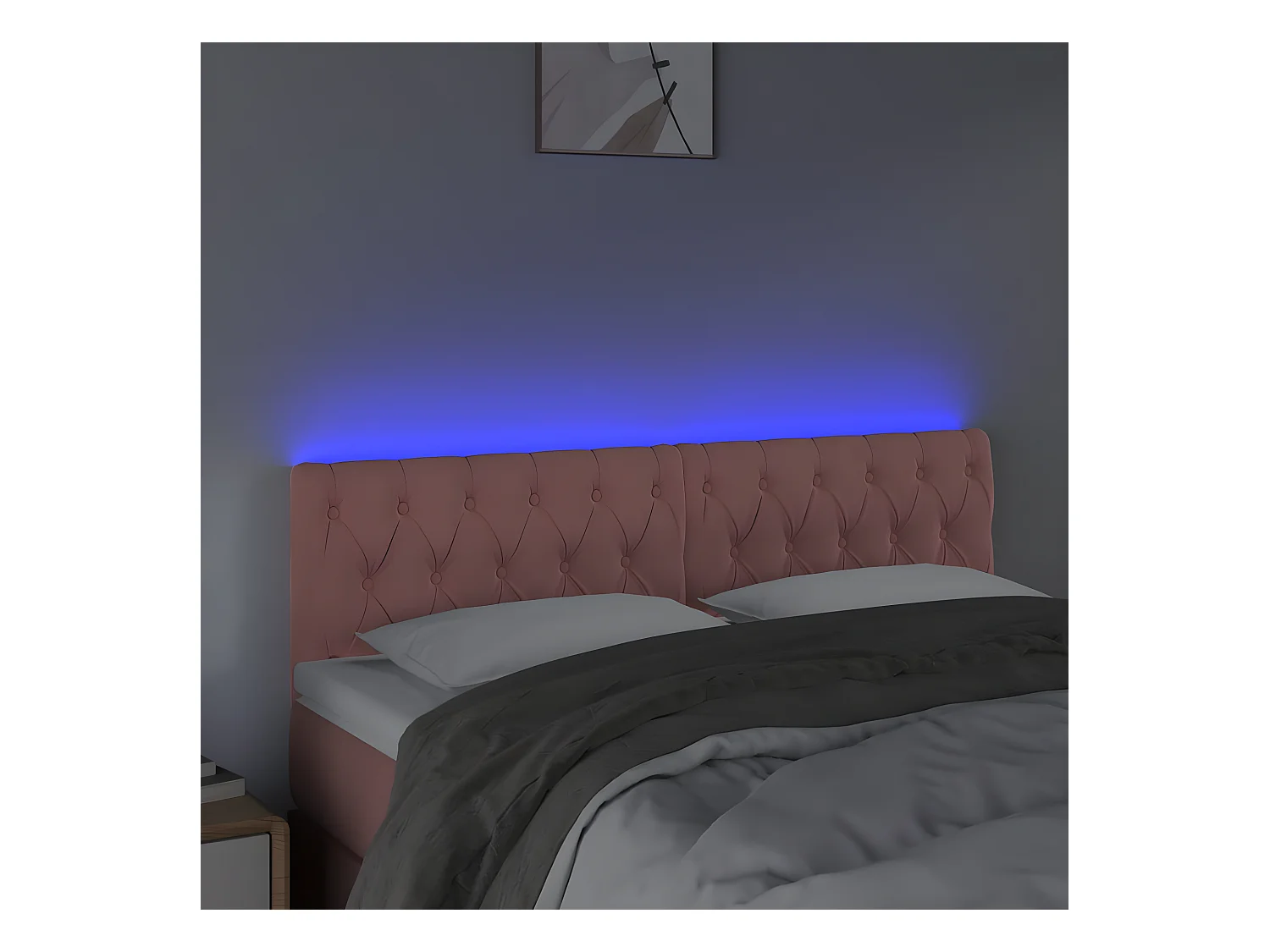 Tête de lit à LED Rose 160x7x78/88 cm Velours