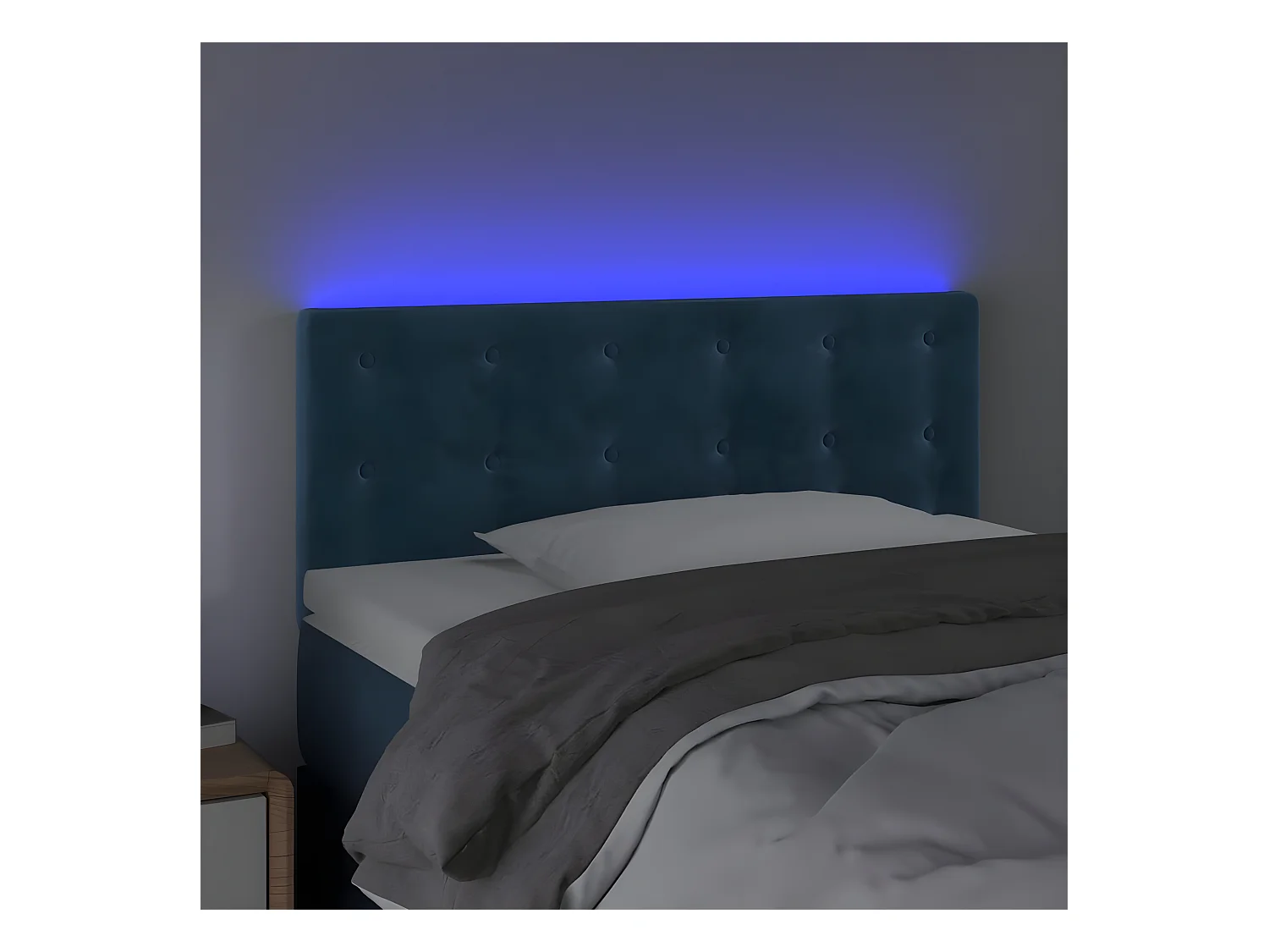 Tête de lit à LED Bleu foncé 100x5x78/88 cm Velours