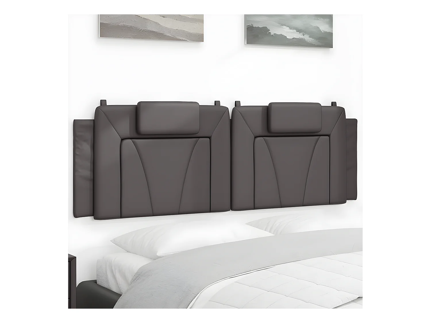 Coussin de tête de lit gris 160 cm similicuir