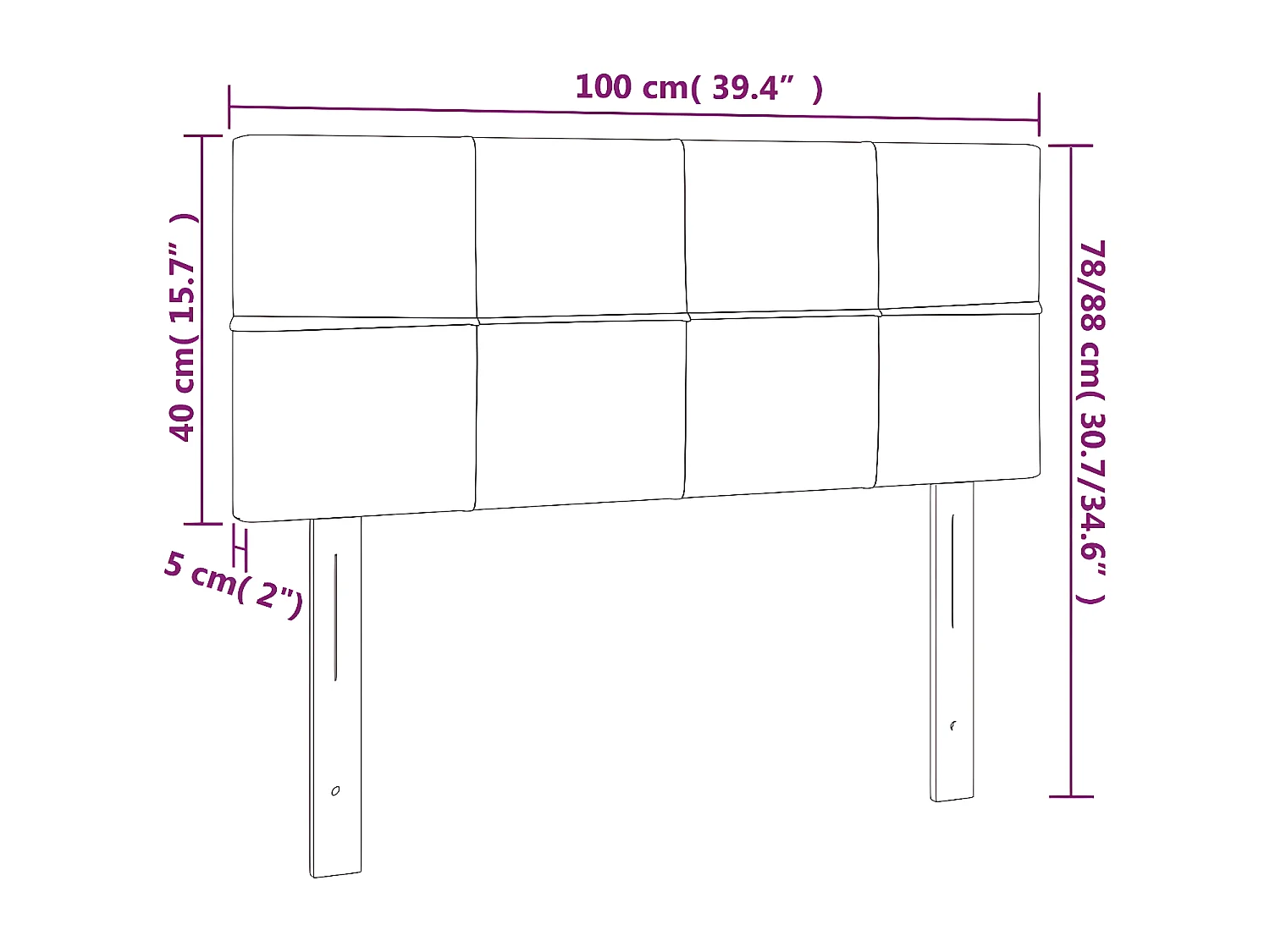 Tête de lit à LED Crème 100x5x78/88 cm Tissu