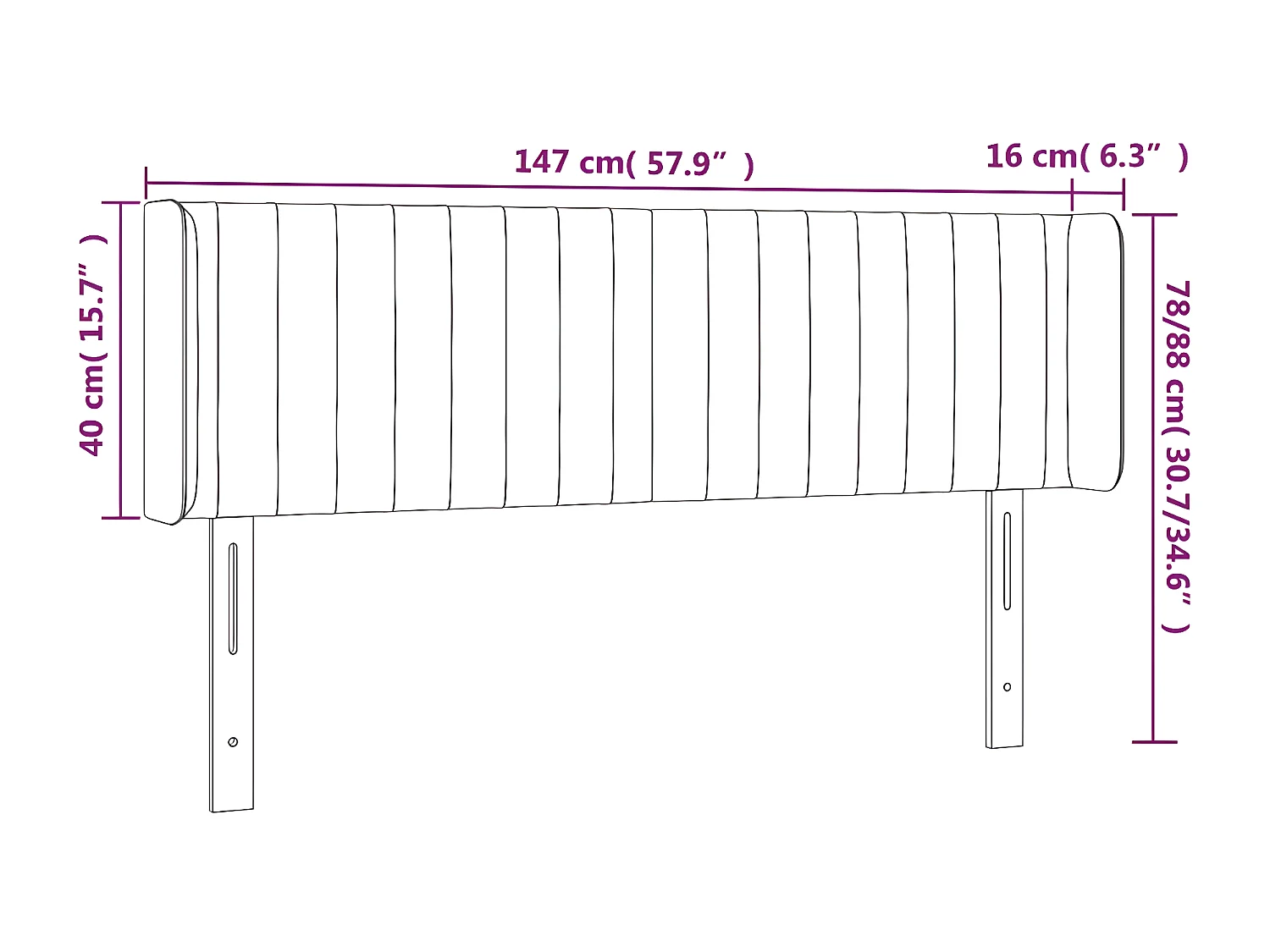 Tête de lit avec oreilles Gris clair 147x16x78/88 cm Tissu
