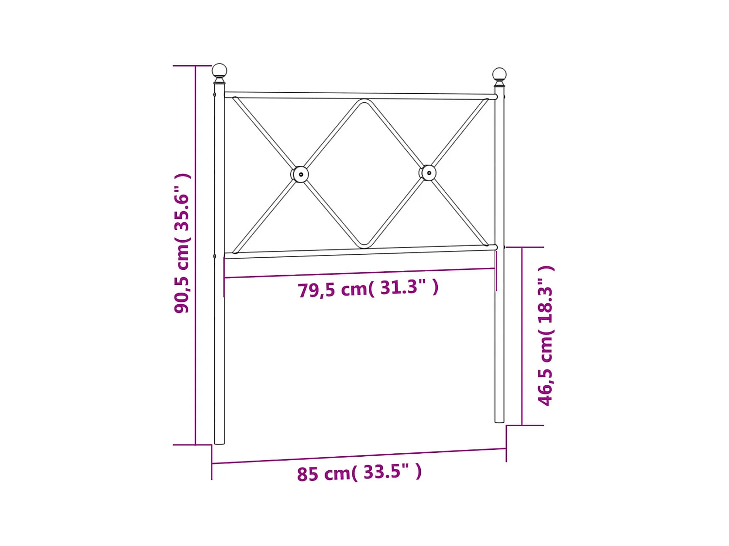 Cabecero de metal blanco 80 cm