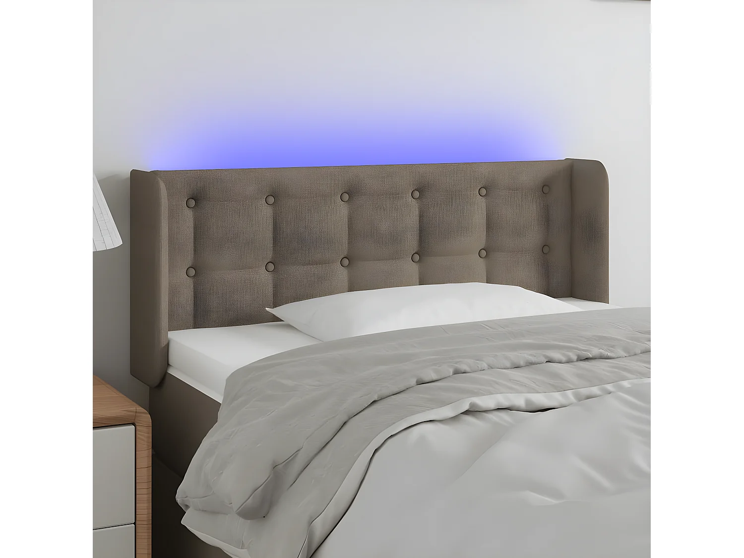 Cabecero con LED de tela gris taupe 93x16x78/88 cm