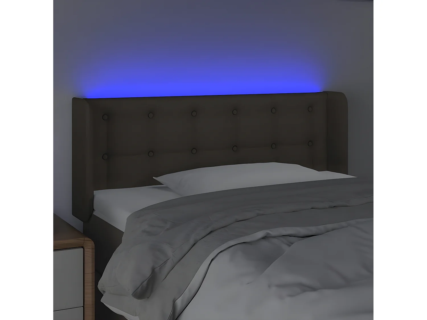 Cabecero con LED de tela gris taupe 93x16x78/88 cm