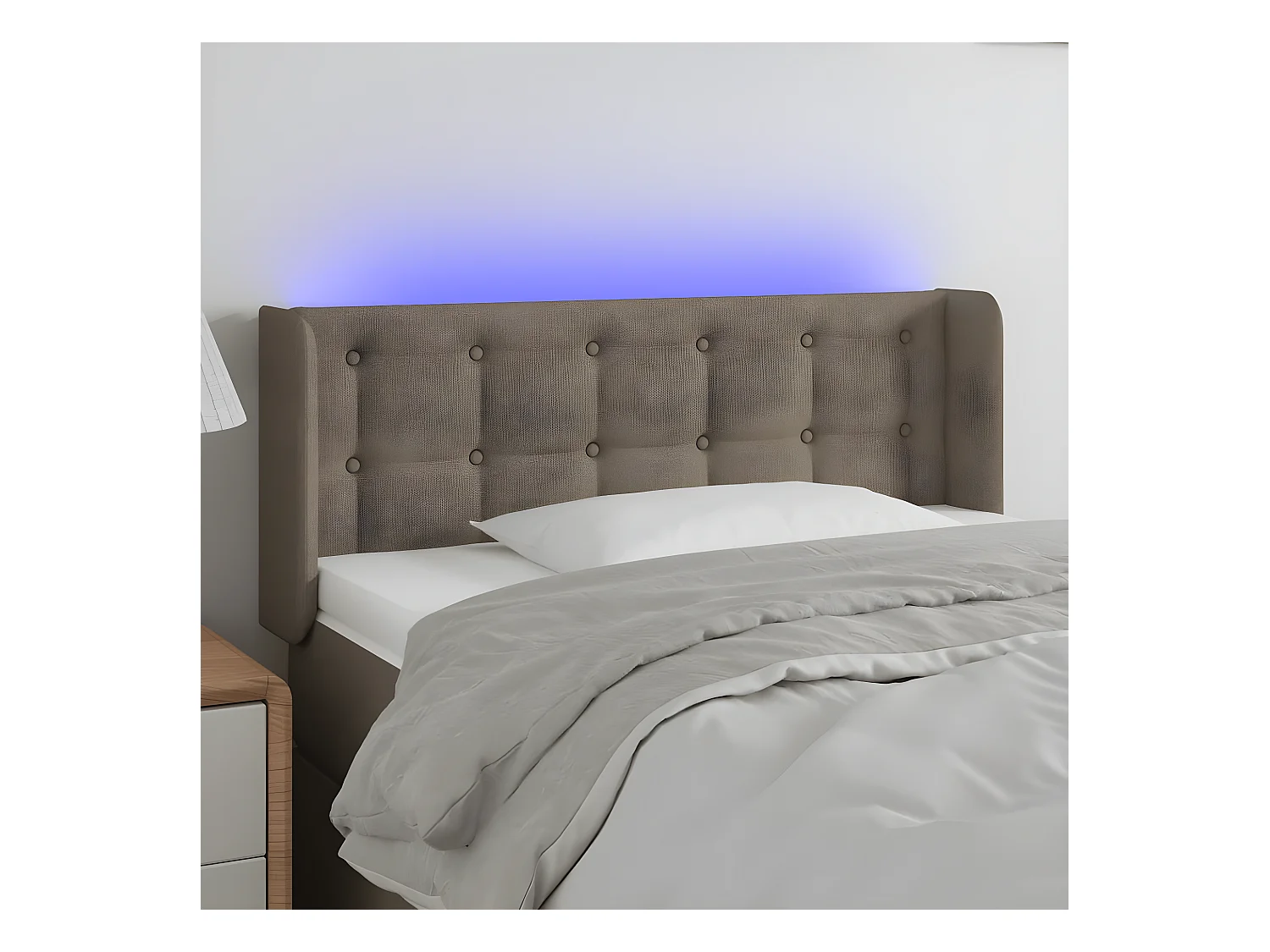 Tête de lit à LED Taupe 93x16x78/88 cm Tissu