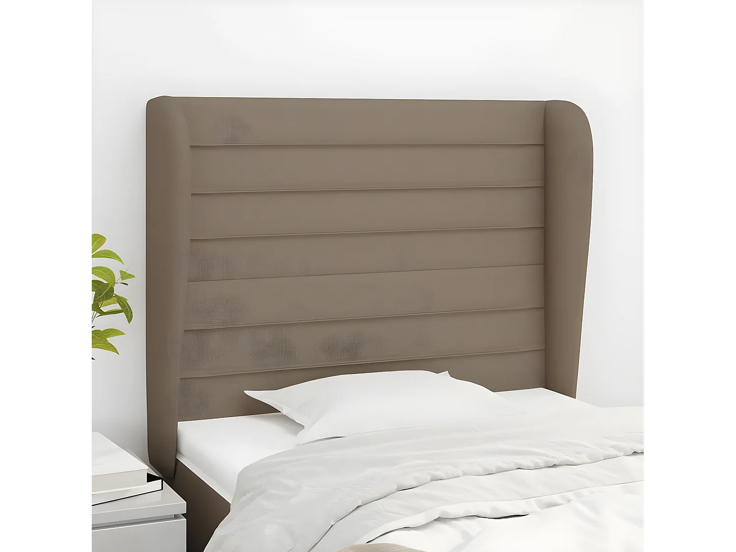 Tête de lit avec oreilles Taupe 83x23x118/128 cm Tissu