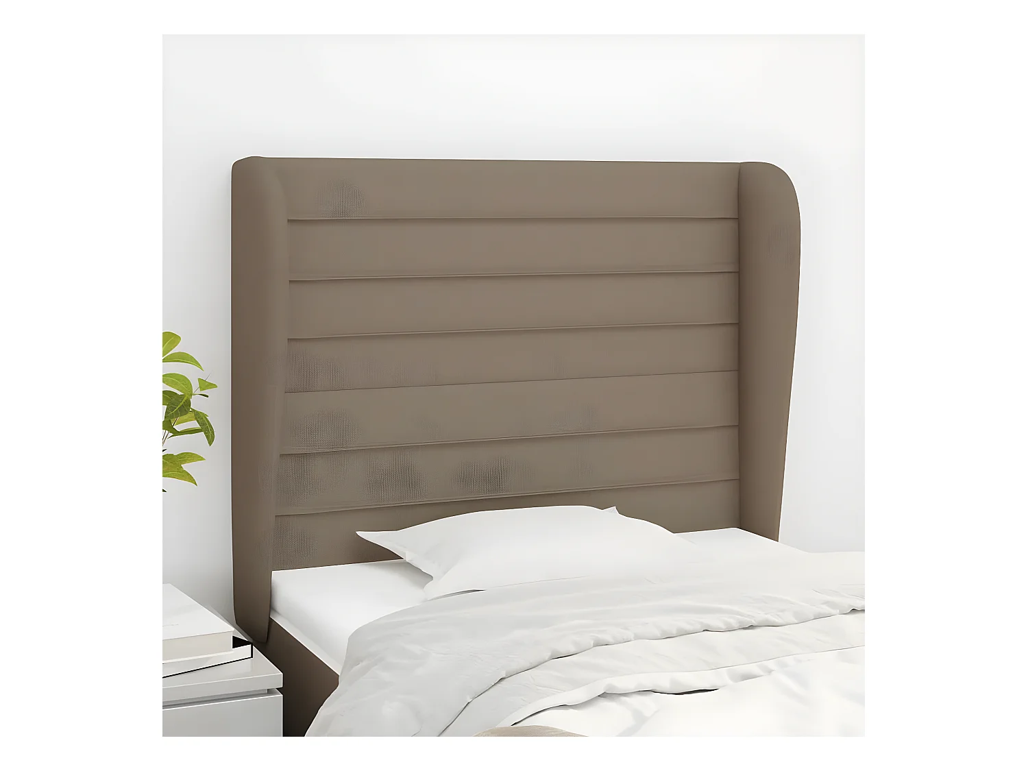 Tête de lit avec oreilles Taupe 83x23x118/128 cm Tissu