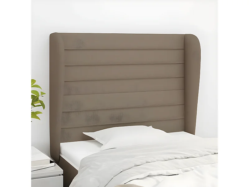 Tête de lit avec oreilles Taupe 83x23x118/128 cm Tissu