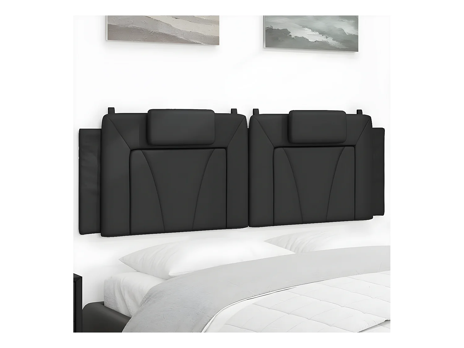 Coussin de tête de lit noir 160 cm similicuir