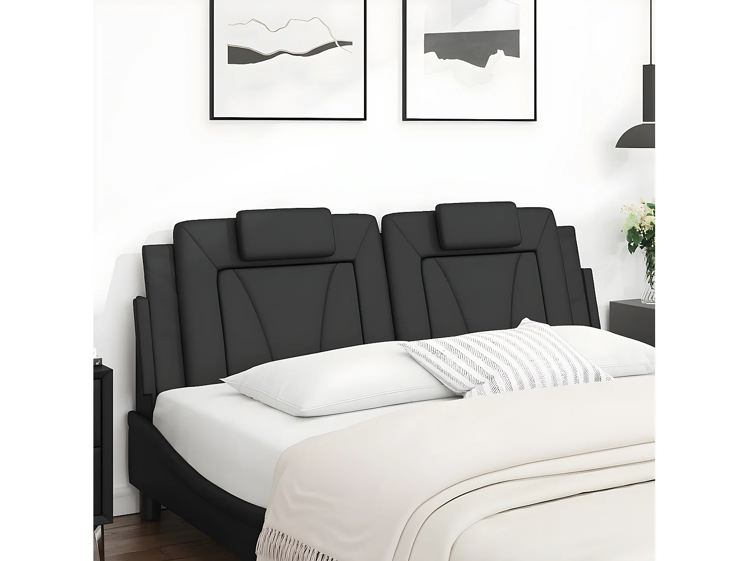 Almofadão de cabeceira 160 cm couro artificial preto