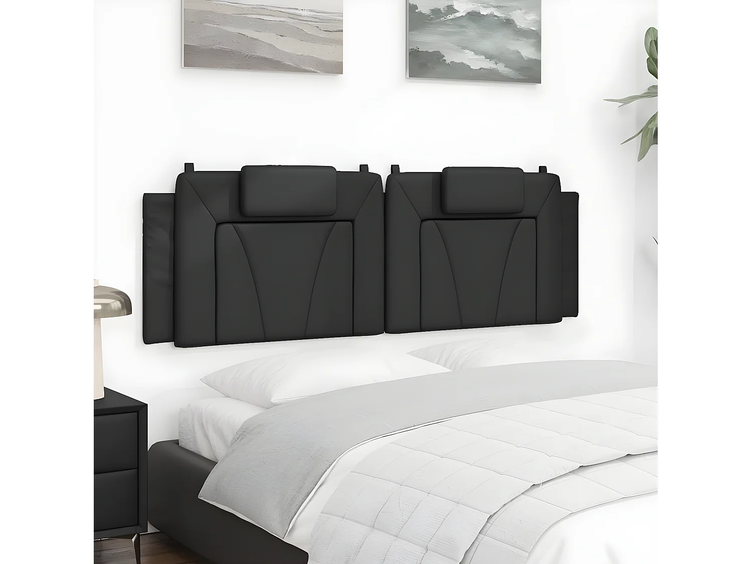 Almofadão de cabeceira 160 cm couro artificial preto