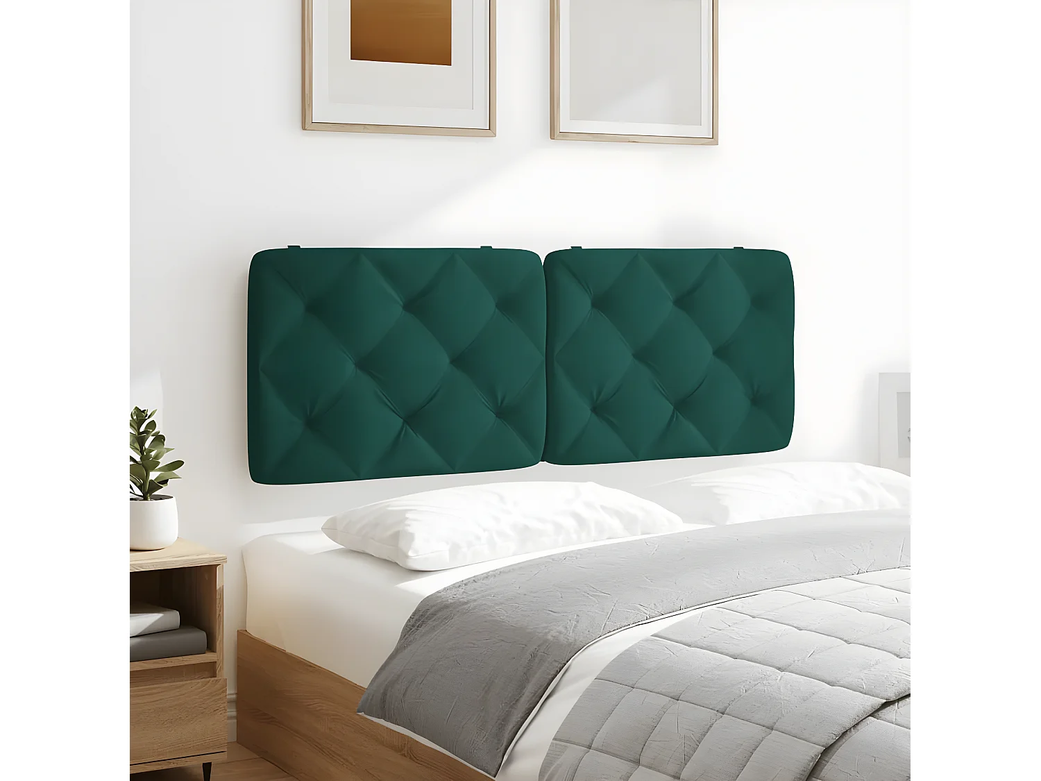 Coussin de tête de lit vert foncé 140 cm velours
