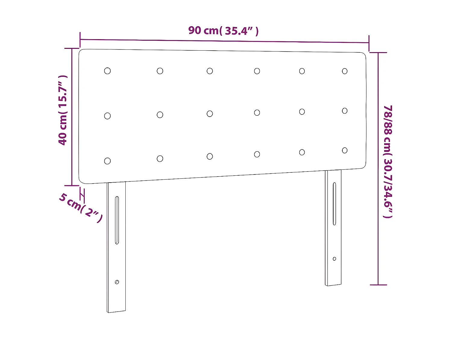 Tête de lit à LED Noir 90x5x78/88 cm Tissu