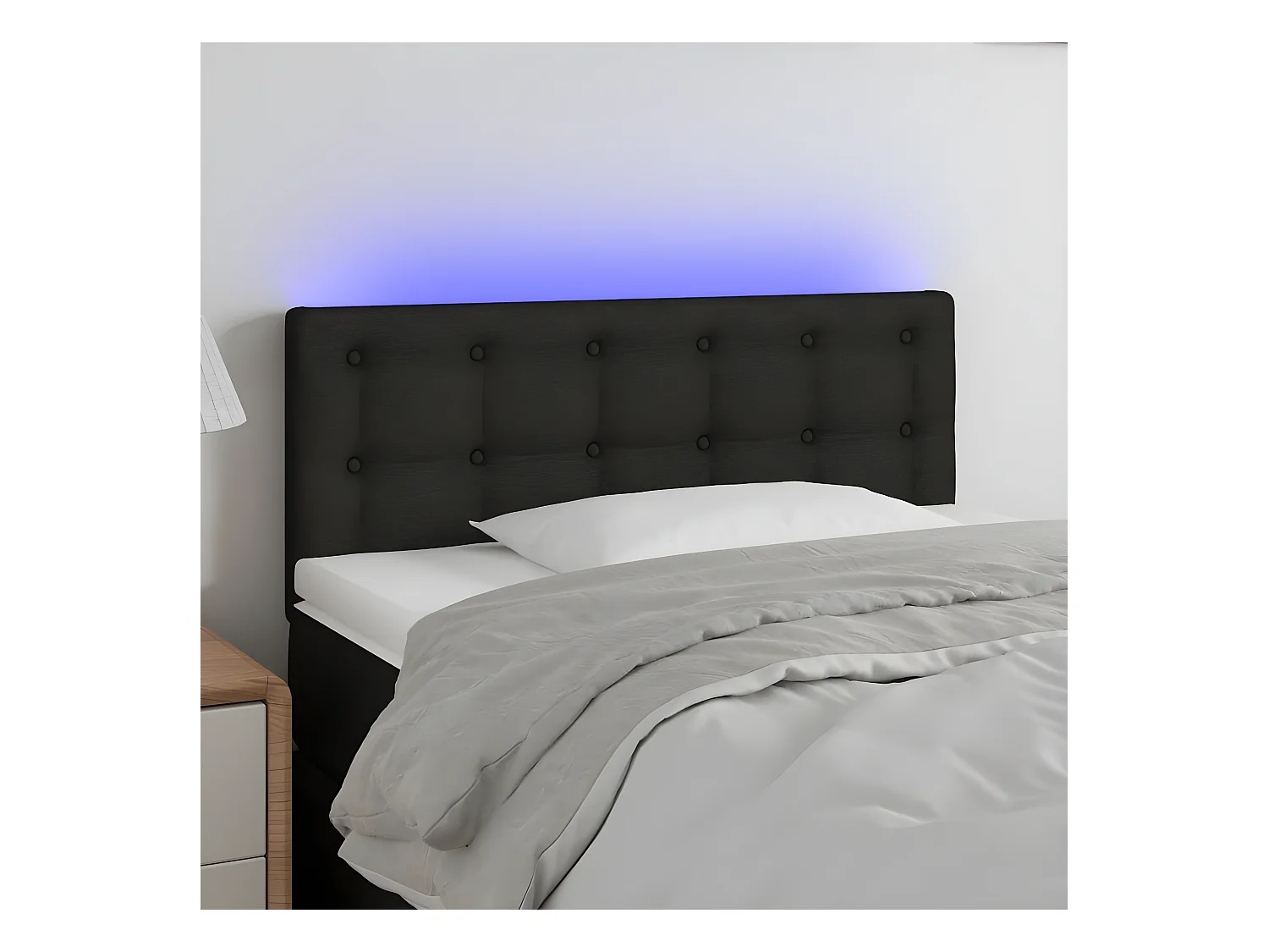 Tête de lit à LED Noir 90x5x78/88 cm Tissu