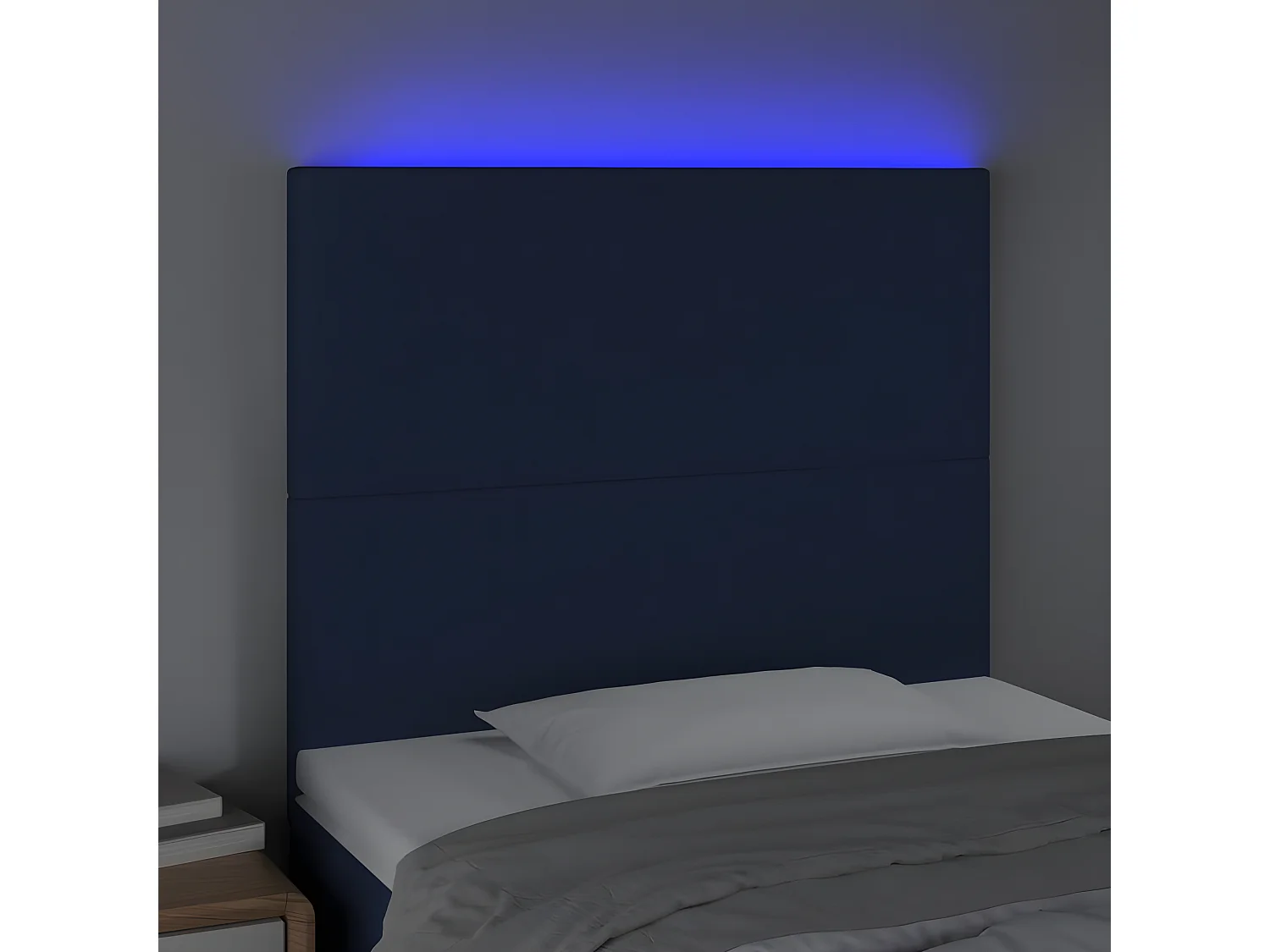 Hoofdbord LED 80x5x118/128 cm stof blauw
