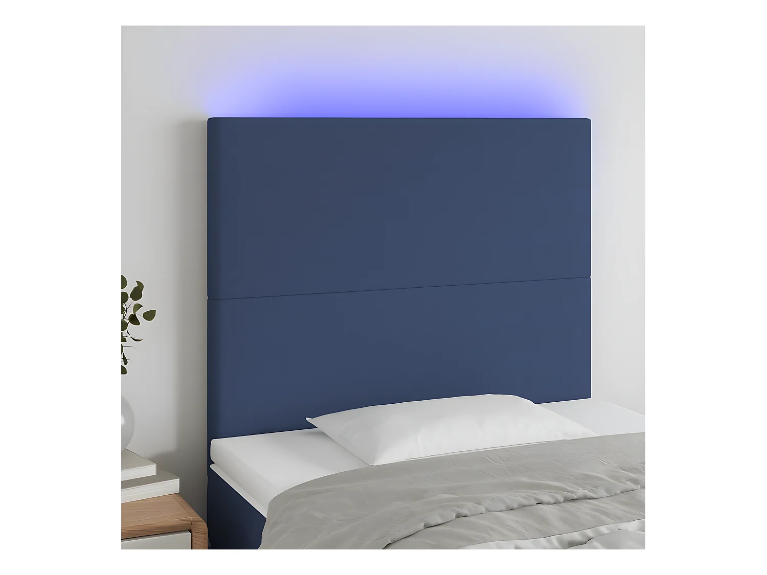 Tête de lit à LED Bleu 80x5x118/128 cm Tissu