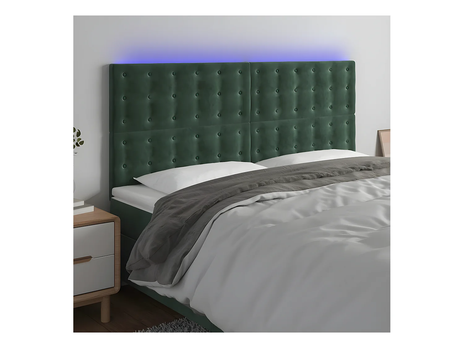 Tête de lit à LED Vert foncé 180x5x118/128 cm Velours
