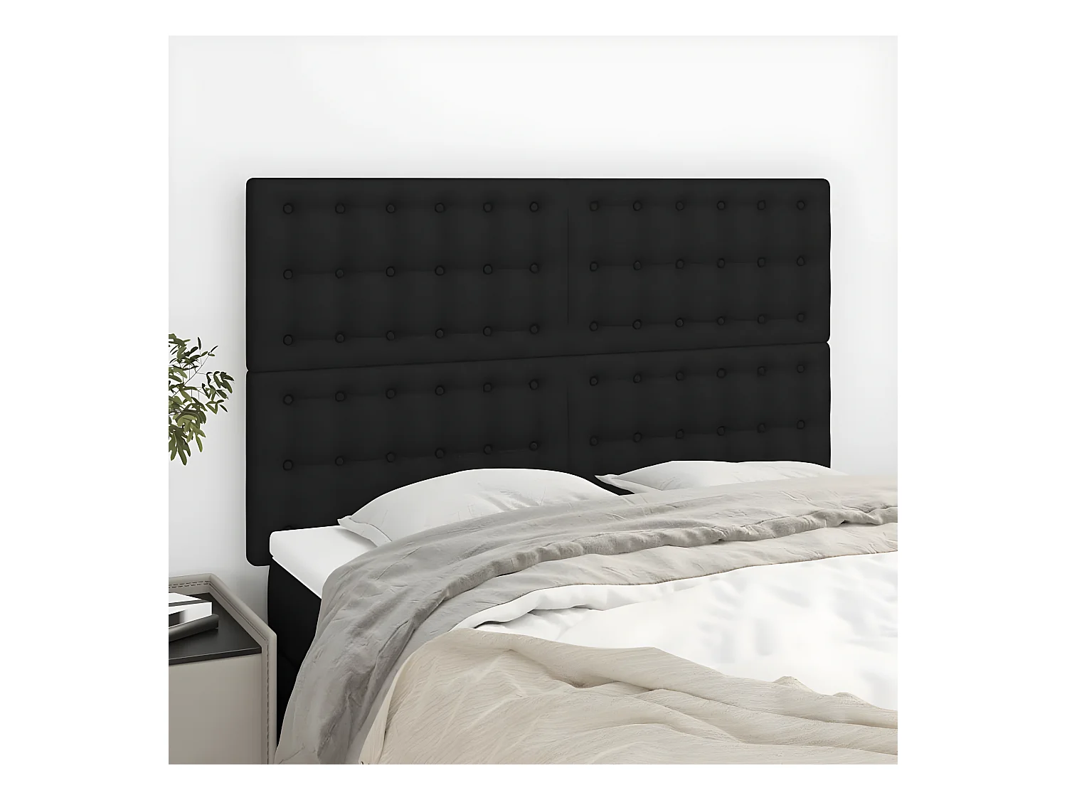 Têtes de lit 4 pièces Noir 72x5x78/88 cm Tissu
