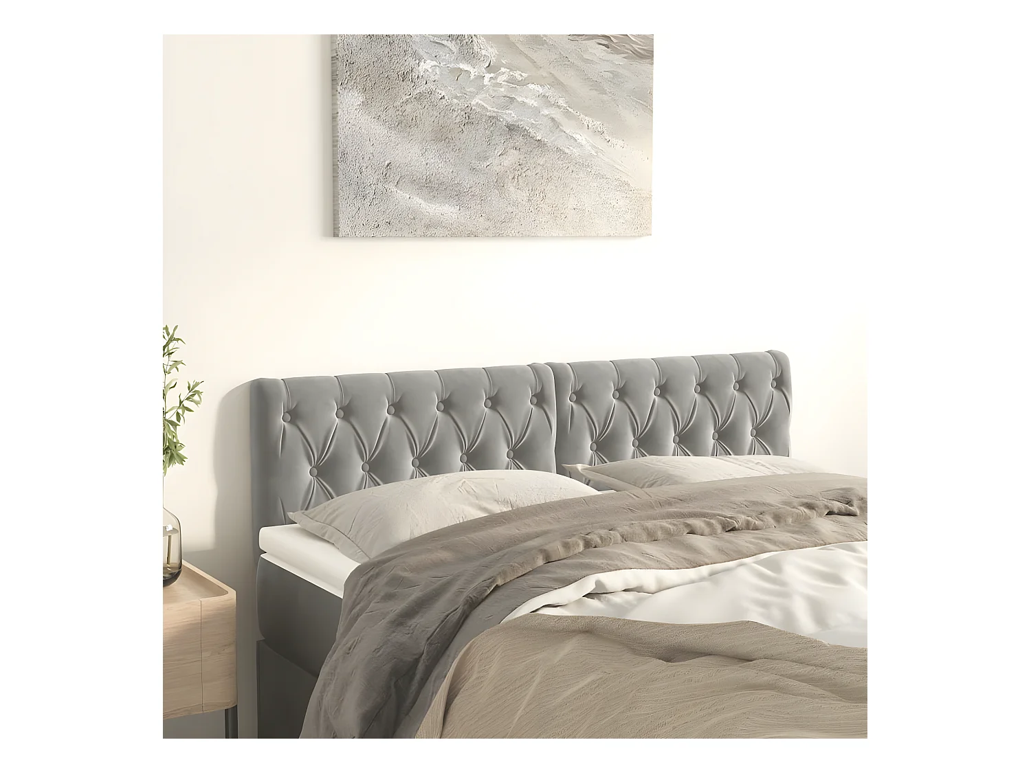 Têtes de lit 2 pièces Gris clair 72x7x78/88 cm Velours