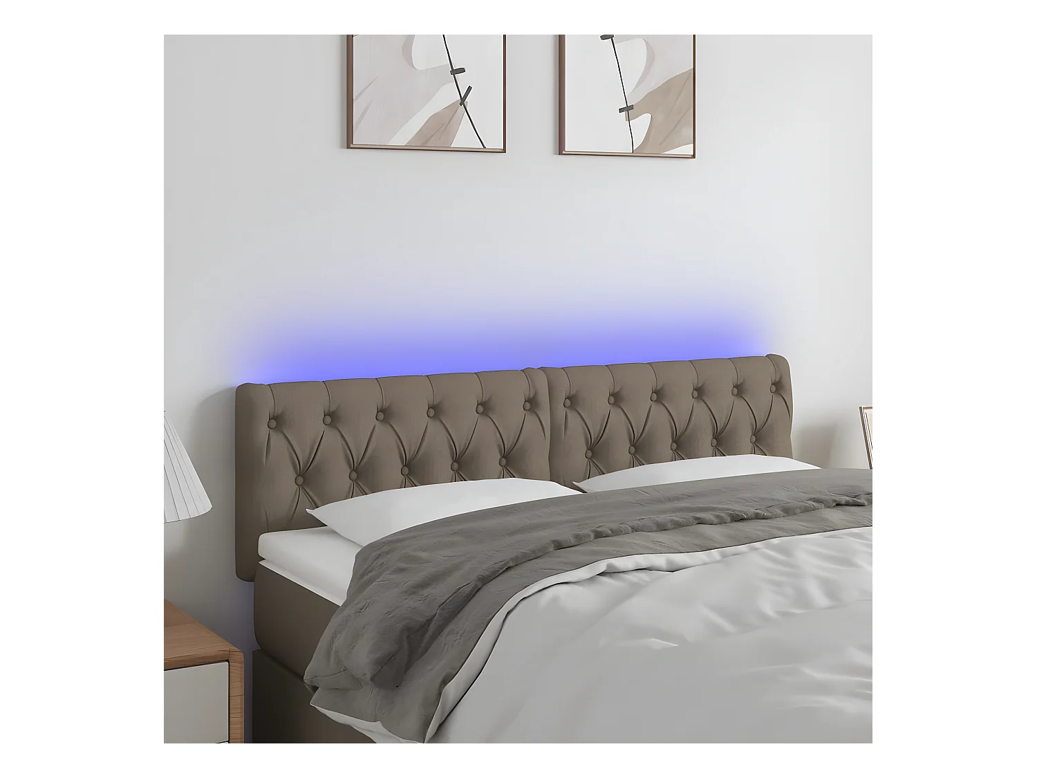 Tête de lit à LED Taupe 160x7x78/88 cm Tissu