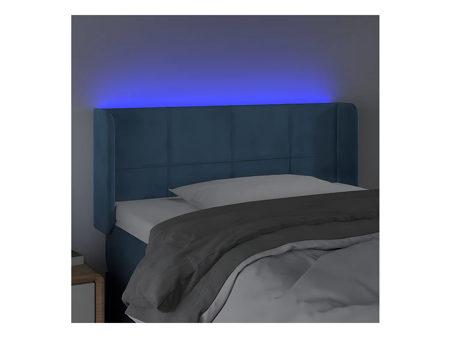 Tête de lit à LED Bleu foncé 103x16x78/88 cm Velours